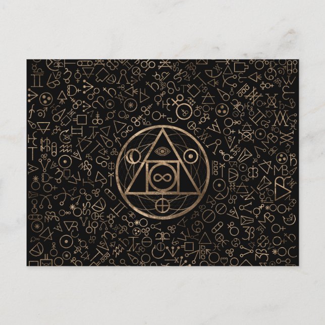 Philosopher's stone symbol Alchemical  pattern 2 Holiday Postcard (Front)