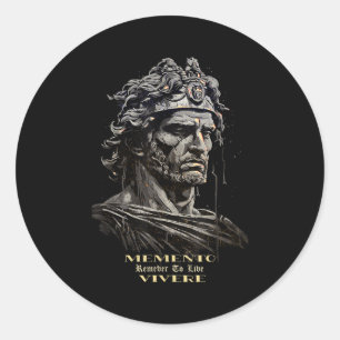 Philosophical Stoic Memento Remember To Live Viver Classic Round Sticker