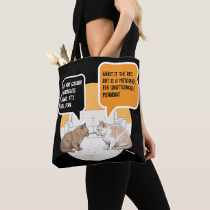 Philosophy Cat Red Dot Existential Humour Art Tote Bag