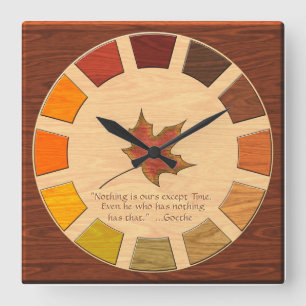 Philosophy of Time on a Wooden Colour Palette Square Wall Clock