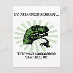Philosoraptor Deaf Language Postcard