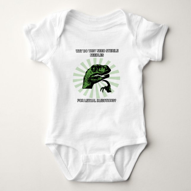 Philosoraptor Lethal Injections Baby Bodysuit (Front)