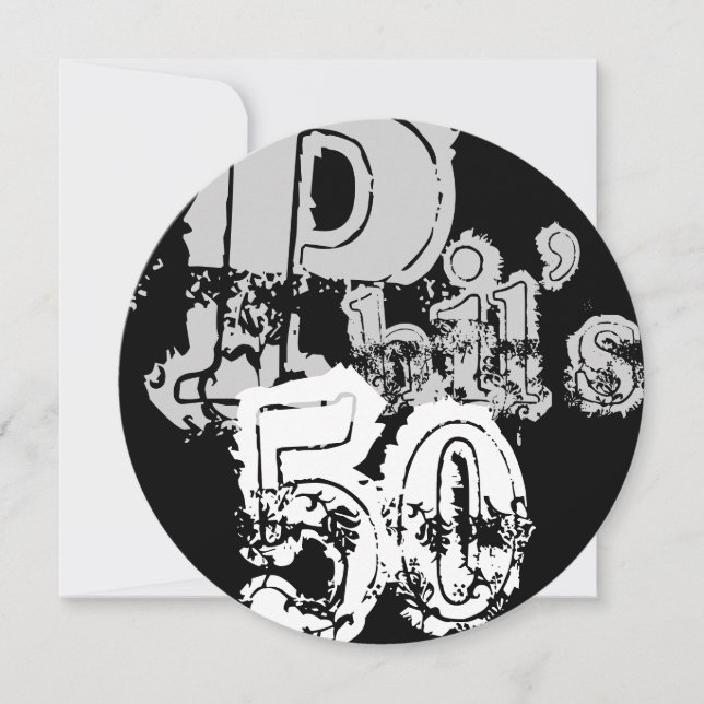 Phil's 50th (round) invitation (Front)