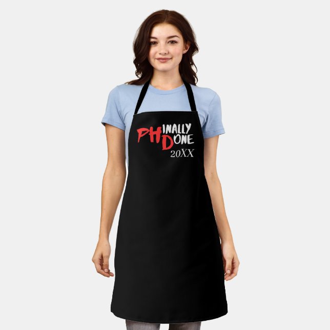 Phinally done - Black PHD Graduation Quote Design Apron (Worn)
