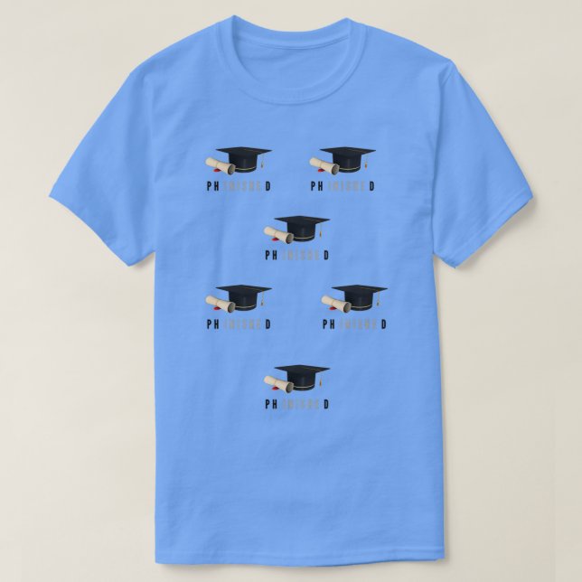 Phinished Funny Finished PhD hat and diploma 1 T-Shirt (Design Front)
