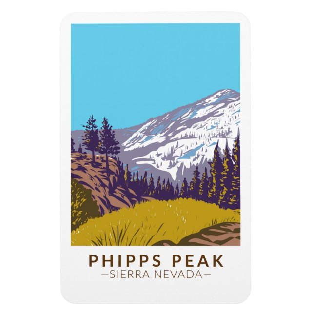 Phipps Peak Sierra Nevada California Vintage Magnet (Vertical)