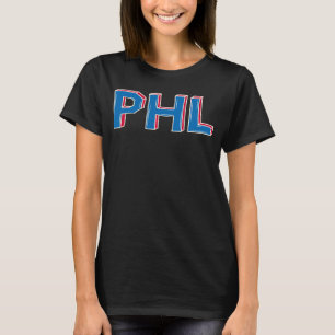 PHL Philadelphia Abbreviation Letters in Blue Red T-Shirt