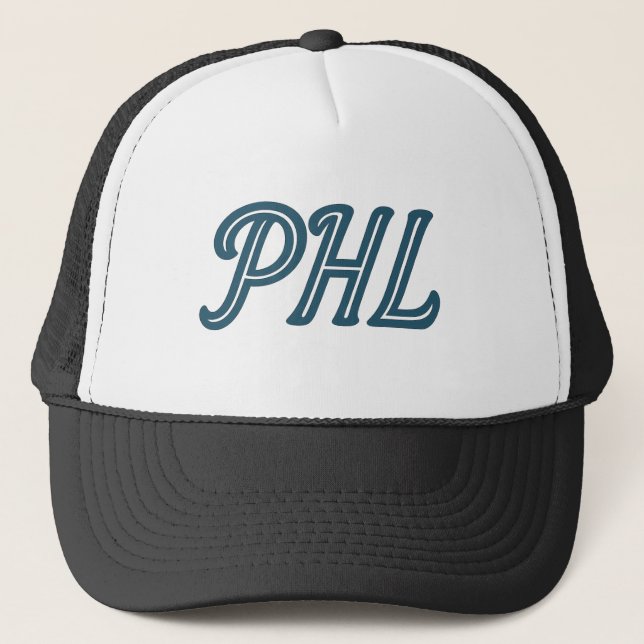 PHL Philadelphia Airport Code – Philly Travel & Lo Trucker Hat (Front)