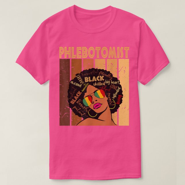 Phlebotomist Afro African American Women Black His T-Shirt (Design Front)