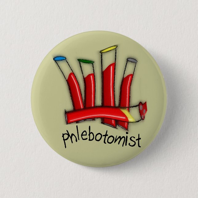 Phlebotomist Artsy Blood Tubes Design Gifts 6 Cm Round Badge (Front)