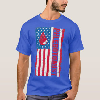 Phlebotomist Blood Donor American Flag USA Gift T-Shirt