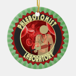 PHLEBOTOMIST BLOOD LOGO CERAMIC TREE DECORATION