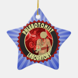 PHLEBOTOMIST BLOOD LOGO CERAMIC TREE DECORATION