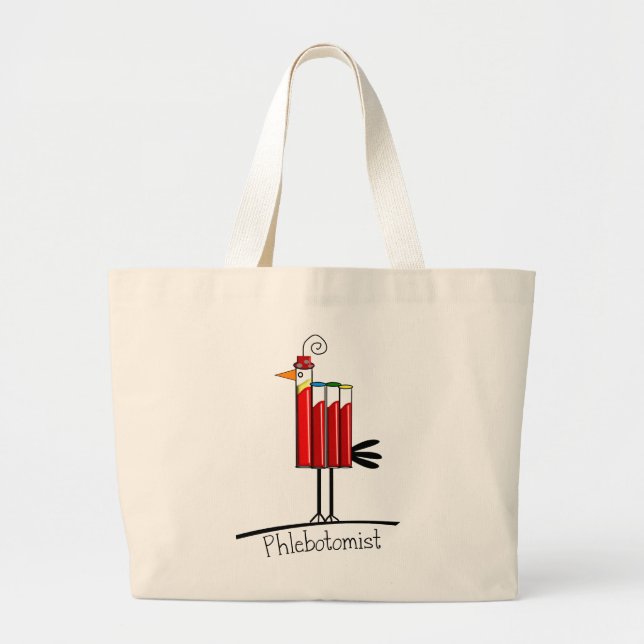 Phlebotomist "Blood Tube Bird" Gifts Large Tote Bag (Front)
