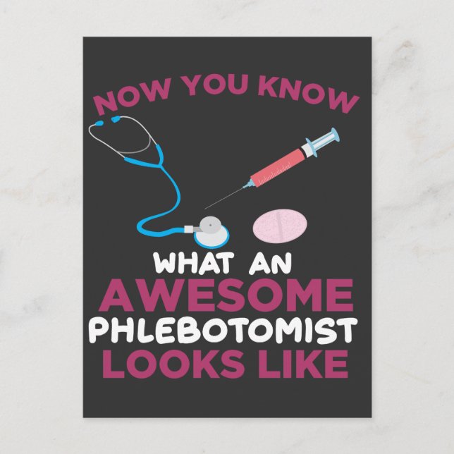 Phlebotomist Blood Venipuncture Vein Phlebotomy Postcard (Front)