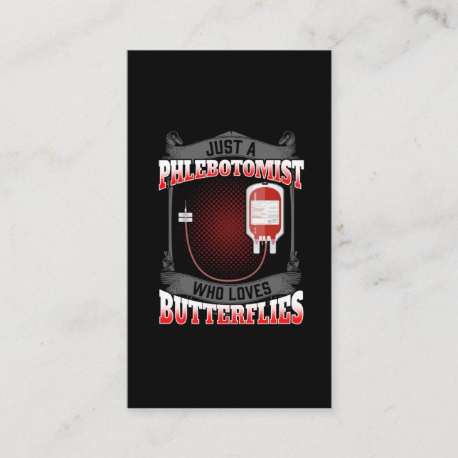 Phlebotomist Butterfly Blood Needle Phlebotomy Business Card (Front)