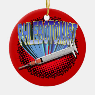 PHLEBOTOMIST CHRISTMAS ORNAMENT SYRINGE BLOOD SPAT
