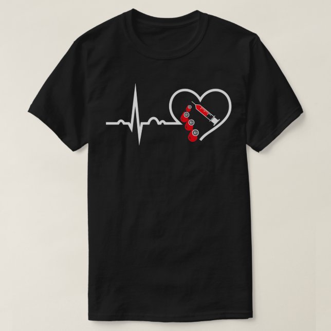 Phlebotomist Heart Blood Phlebotomy Pulse Cute  T-Shirt (Design Front)