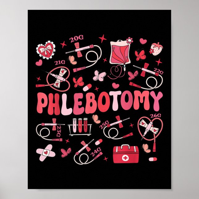 Phlebotomist Heart Phlebotomy Nurse Tech Gift Vale Poster (Front)
