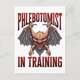 Phlebotomist in Training Funny Student Bat Postcard