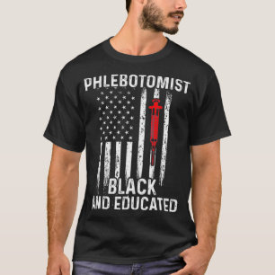 Phlebotomist Info Black Phlebotomy Technician T-Shirt