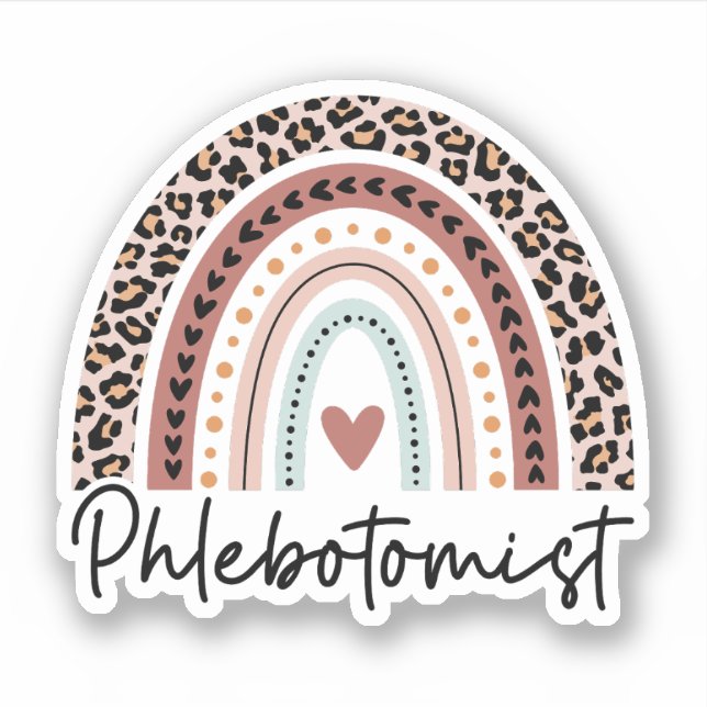 Phlebotomist Leopard Rainbow Phlebotomy Technician (Front)