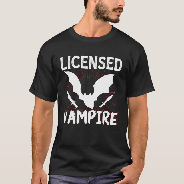 Phlebotomist Licensed Vampire Phlebotomy Tech Tech T-Shirt (Front)