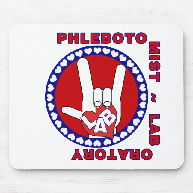 PHLEBOTOMIST LOVE LOGO LABAORTORY MOUSE MAT (Front)