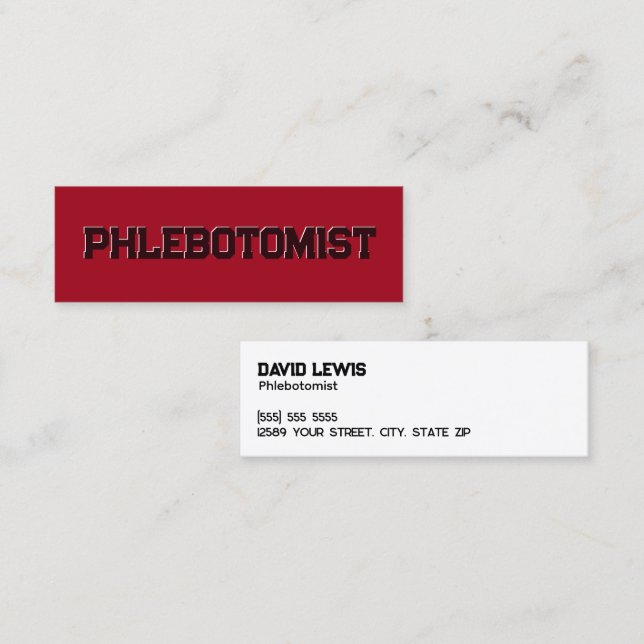 Phlebotomist Mini Business Card (Front/Back)
