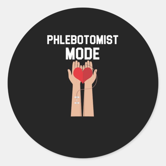 Phlebotomist Mode Blood Phlebotomy Syringe Gift Classic Round Sticker (Front)