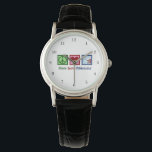Phlebotomist Peace Love Phlebotomy Watch<br><div class="desc">A cool Phlebotomist wristwatch gift for an expert at blood draws and needles. A peace sign, heart, and vials of blood. Peace Love Phlebotomy watch.</div>