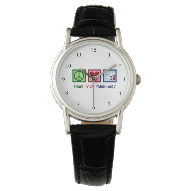 Phlebotomist Peace Love Phlebotomy Watch (Front)