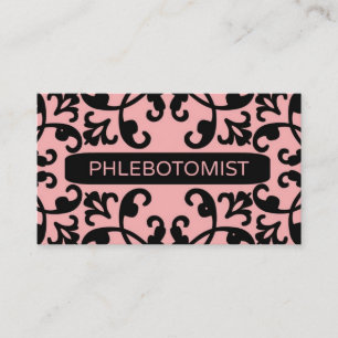 Phlebotomist Peach Damask Business Card
