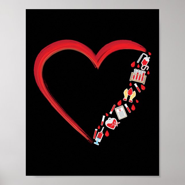 Phlebotomist Phlebotomy Phlebotomist Heart Heart Poster (Front)