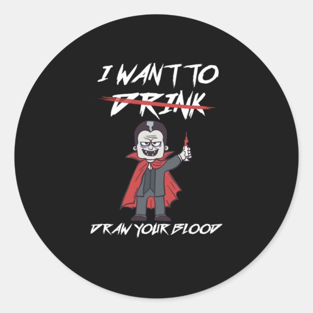 Phlebotomist Phlebotomy Vampire Blood Syringe Gift Classic Round Sticker (Front)
