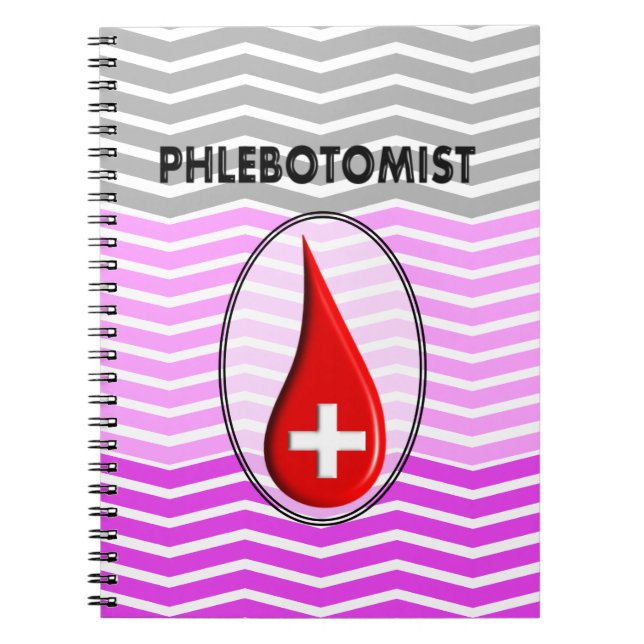 Phlebotomist Pink Chevron Blood Drop Notebook (Front)