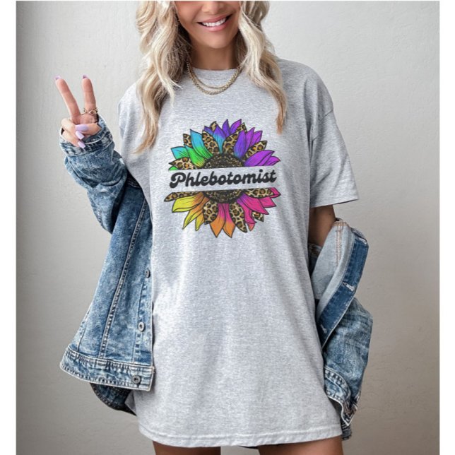 Phlebotomist Profession Rainbow Sunflower  T-Shirt (Phlebotomist Profession Rainbow Sunflower T-Shirt
)