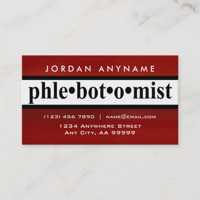 Phlebotomist Red Stripe Business Card (Front)