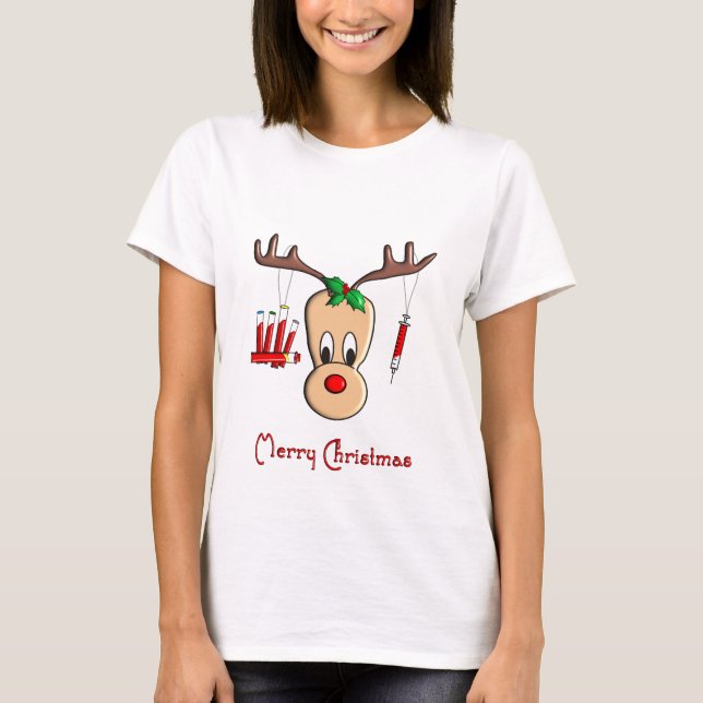 Phlebotomist Reindeer Christmas Gifts T-Shirt (Front)