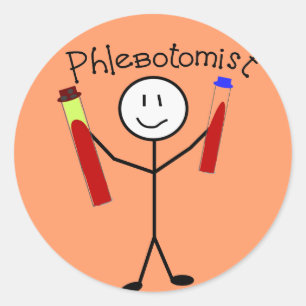 Phlebotomist Stick Person Classic Round Sticker