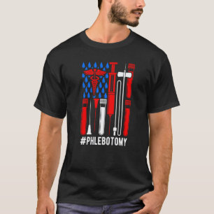 Phlebotomist US Flag Phlebotomy Tech Appreciation T-Shirt