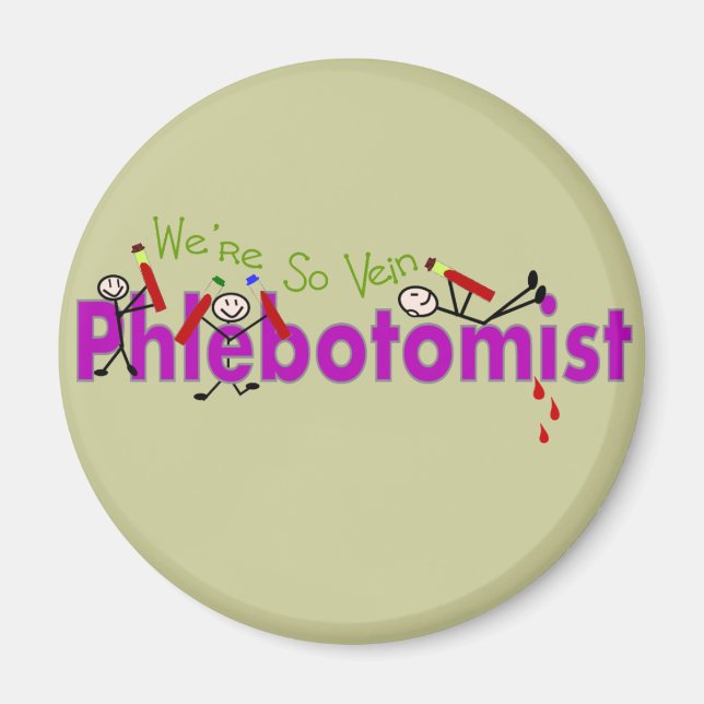 Phlebotomist "We're So Vein" Stick People Magnet (Front)