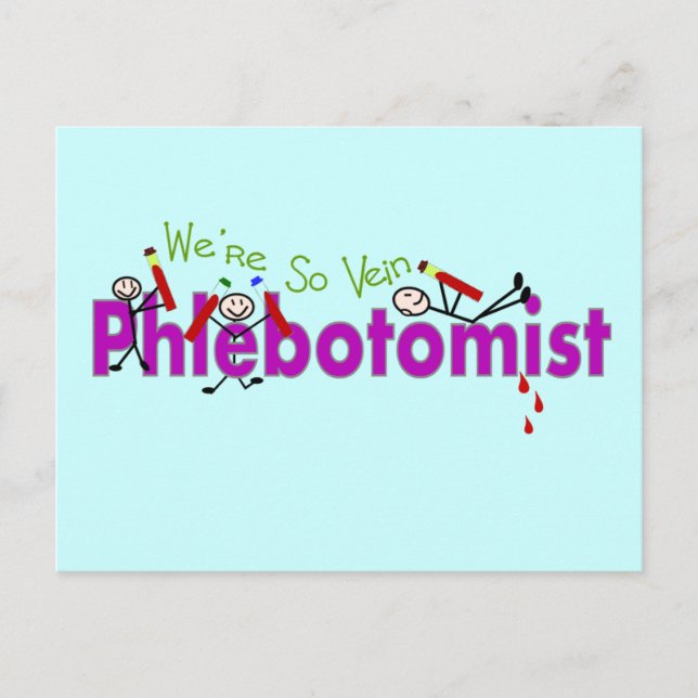 Phlebotomist "We're So Vein" Stick People Postcard (Front)
