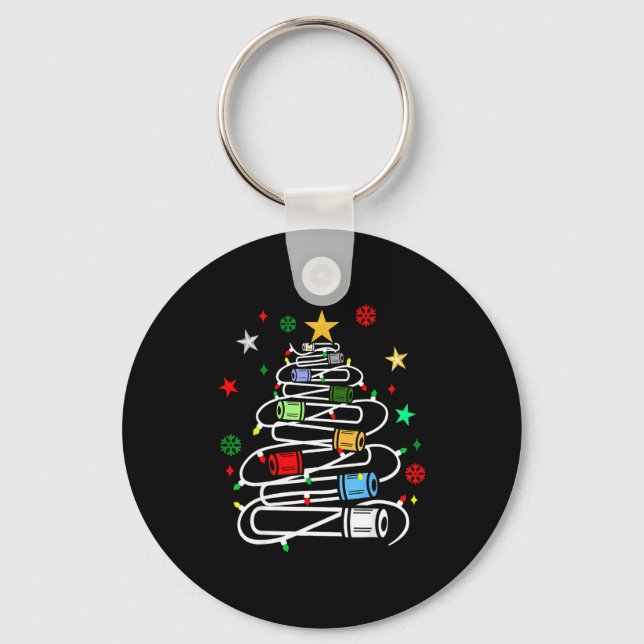 Phlebotomy Blood Tube Christmas Tree Phlebotomist  Key Ring (Front)