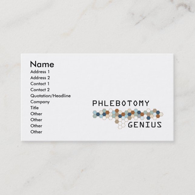 Phlebotomy Genius Business Card (Front)