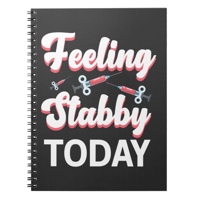 Phlebotomy Humor Syringe Draw Blood Venipuncture Notebook (Front)