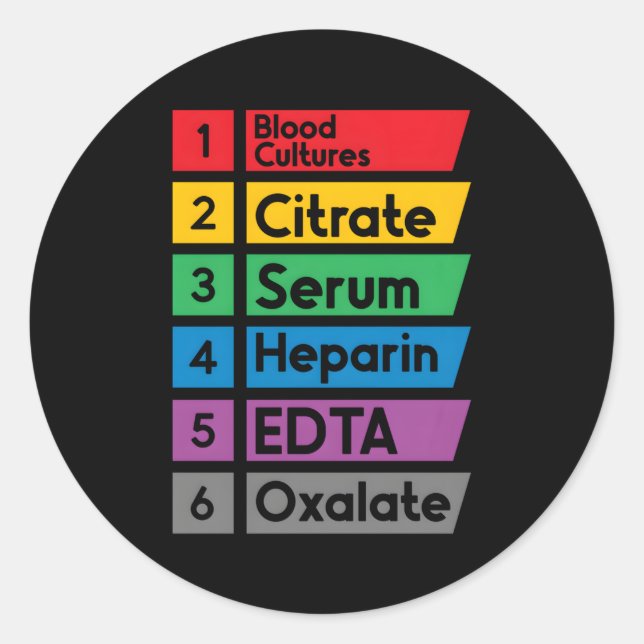 Phlebotomy Lab Technician Order Of Draw Phlebotomi Classic Round Sticker (Front)