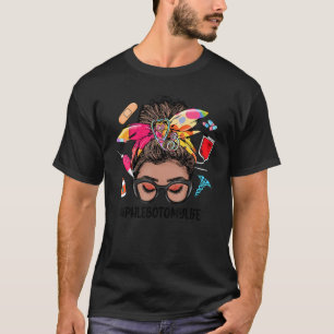 Phlebotomy Life Messy Bun Black Women Phlebotomist T-Shirt