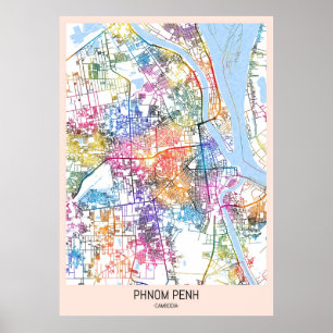 Phnom Penh Cambodia City Map Poster