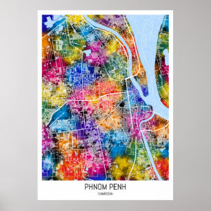 Phnom Penh Cambodia City Map Poster